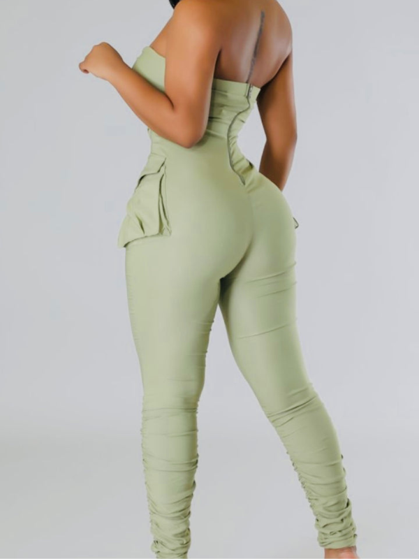 Solid Off-Shoulder Ruched Jumpsuit