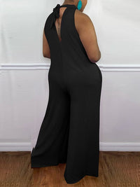 Tied-Neck Wide-Leg Jumpsuit