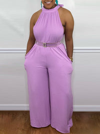 Tied-Neck Wide-Leg Jumpsuit