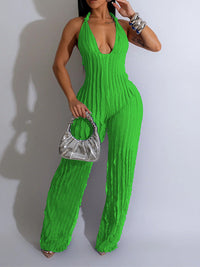 Solid Halter Frilled Jumpsuit