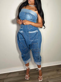 Strapless Denim Jumpsuit--Clearance