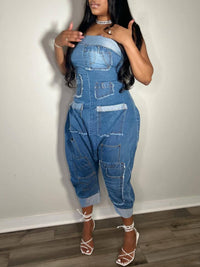 Strapless Denim Jumpsuit--Clearance