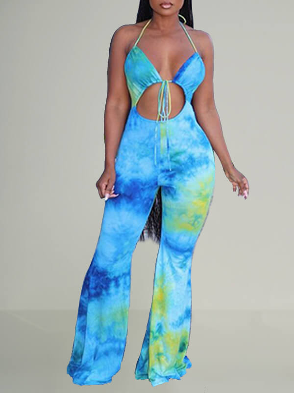 Printed Halter Tied Jumpsuit