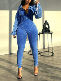 Washed V-Neck Jumpsuit