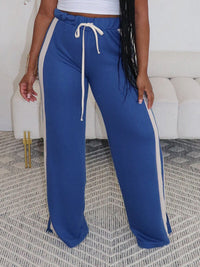 Side-Stripe Wide-Leg Pants