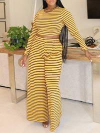 Stripe Top & Wide-Leg Pants Set