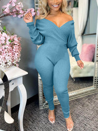 V-Neck Ribbed Jumpsuit