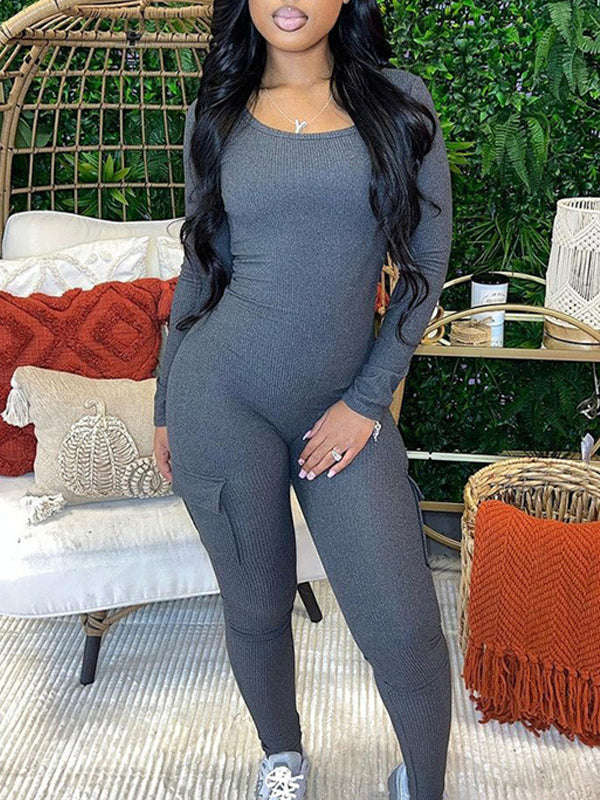 Solid Ribbed Jumpsuit