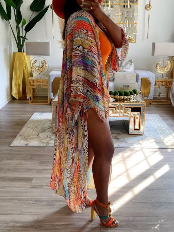 Bellizimos Printed Chiffon Kimono