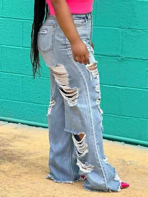 Ripped Fringe Jeans