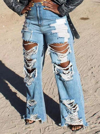 Ripped Fringe Jeans