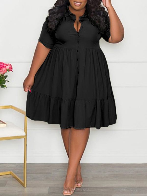 Plus Size Ruffle Shirt Dress