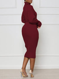 Turtleneck Tied Knit Dress