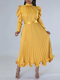 Puff-Sleeve Top & Pleated Skirt Set