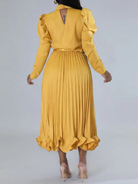 Puff-Sleeve Top & Pleated Skirt Set