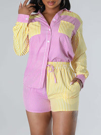 Stripe Combo Shirt & Shorts Set