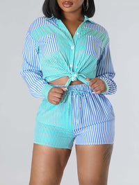 Stripe Combo Shirt & Shorts Set