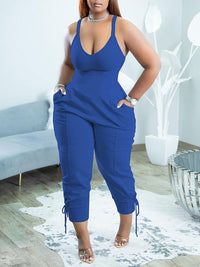 Solid V-Neck Sleeveless Jumpsuit