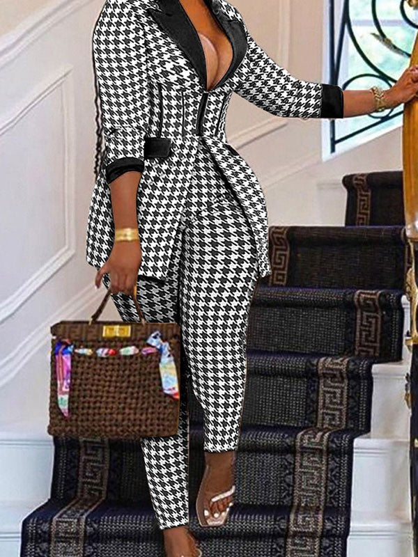 Houndstooth Blazer & Pants Set