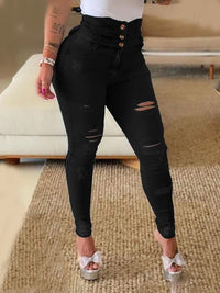 High-Waist Ripped Jeans