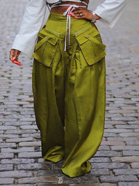 Wide-Leg Pants with Detachable Pockets