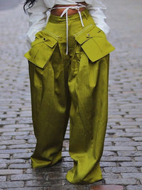 Wide-Leg Pants with Detachable Pockets