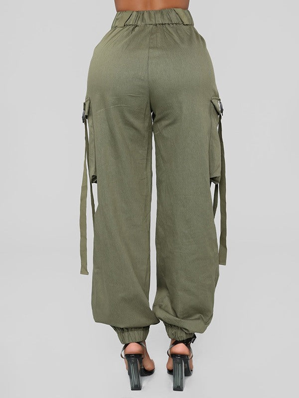 Solid Cargo Pants