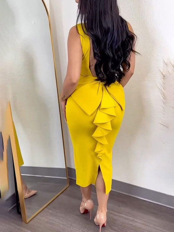 Sleeveless Backless Slit Dress