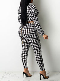 Houndstooth Tied Top & Pants Set