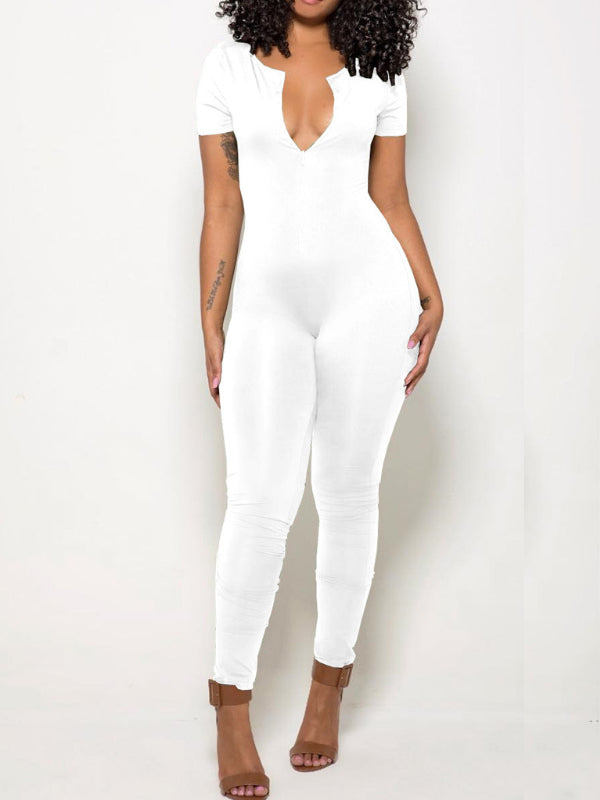 Solid Zip-Front Jumpsuit