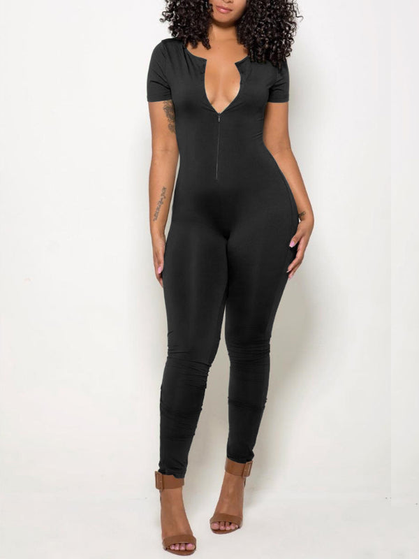 Solid Zip-Front Jumpsuit