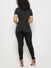 Solid Zip-Front Jumpsuit