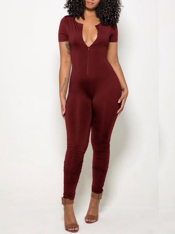 Solid Zip-Front Jumpsuit