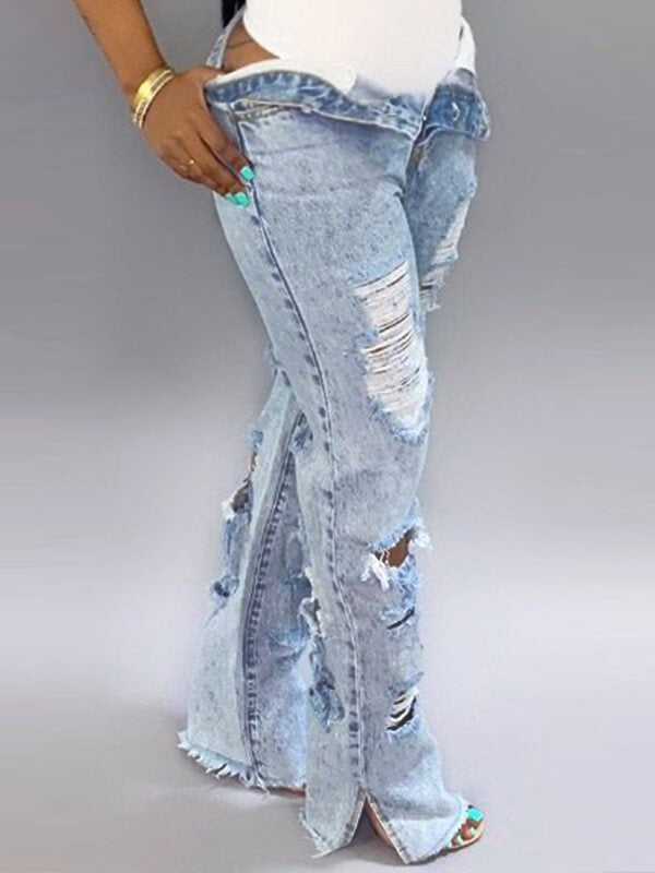 Distressed Straight Jeans