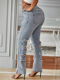 Distressed Straight Jeans