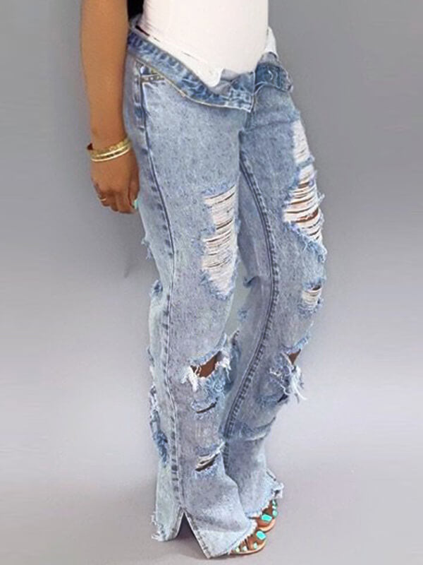 Distressed Straight Jeans