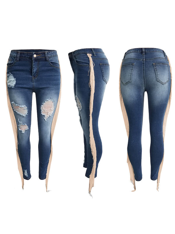 Distressed Tassel Jeans