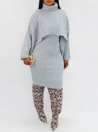 Knit Poncho & Sweater Dress Set--Clearance