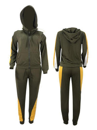 Colorblock Zip-Front Hoodie & Pants Set