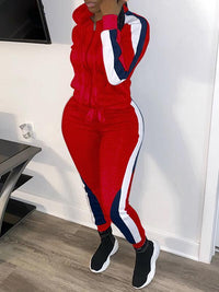 Colorblock Zip-Front Hoodie & Pants Set