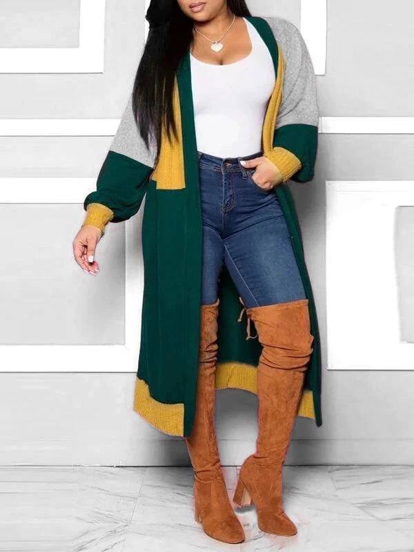 Colorblock Open-front Cardigan