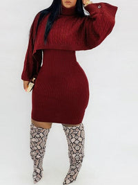 Knit Poncho & Sweater Dress Set--Clearance