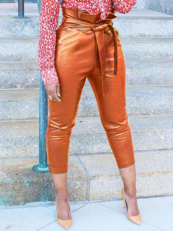 Bellizimos Belted Faux-Leather Pants